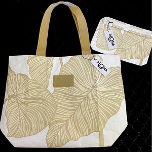 ALOHA Collection—Launui Day Tripper Glow XL Zipper Tote Bag+Matching Pouch-NWT